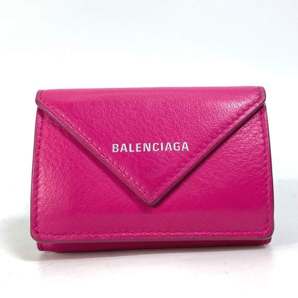 Balenciaga 391446 logo Compact wallet Trifold wallet pink White - Picture 1 of 10
